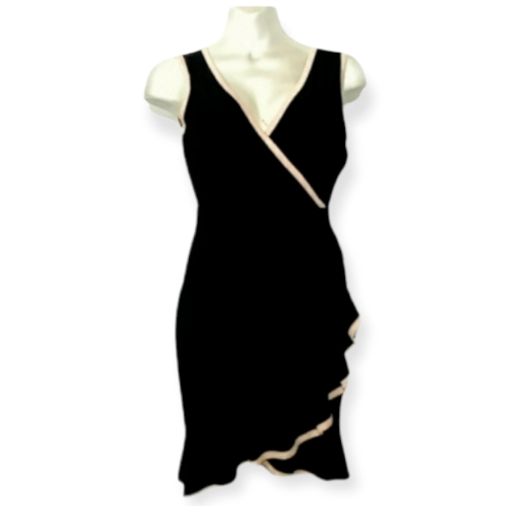 Black Koi Black & Tan Wrap Dress
